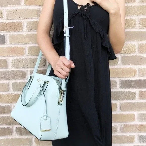 Kate Spade Cameron Street Lottie Misty Mint Pebbled Leather Bag Charm & Dust Bag - Picture 3 of 5